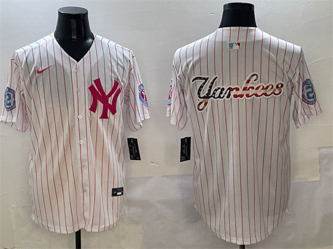 Men's New York Yankees Team Big Logo Pink With Patch Limited Stitched Baseball Jersey 003 Men's New York Yankees Team Big Logo Pink With Patch Limited Stitched Baseball Jersey 003